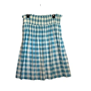 Kate Quinn blau weiß Gingham gesmokte Taille Midirock Damen Large Bambusmischung - Bild 1 von 8