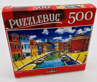Colorful Houses and Boats, Burano Canal, Italy - Puzzle - 500 Pc - New - Image 1 of 4