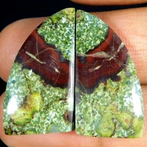 26.65Cts. Natural Dragon Bloodstone Matched Pair Fancy Cabochon Loose Gemstone - Picture 1 of 3