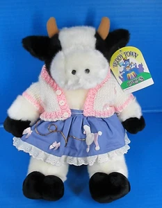 Vtg Bear Factory Black White Cow Poodle Skirt 15" Teddy Town Tag Stuffed Plush - Picture 1 of 9