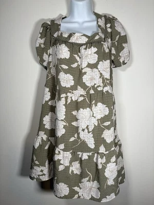 Blu Pepper Square Neck Tiered Baby Doll Green Floral Dress Cottagecore Small - Изображение 1 из 4