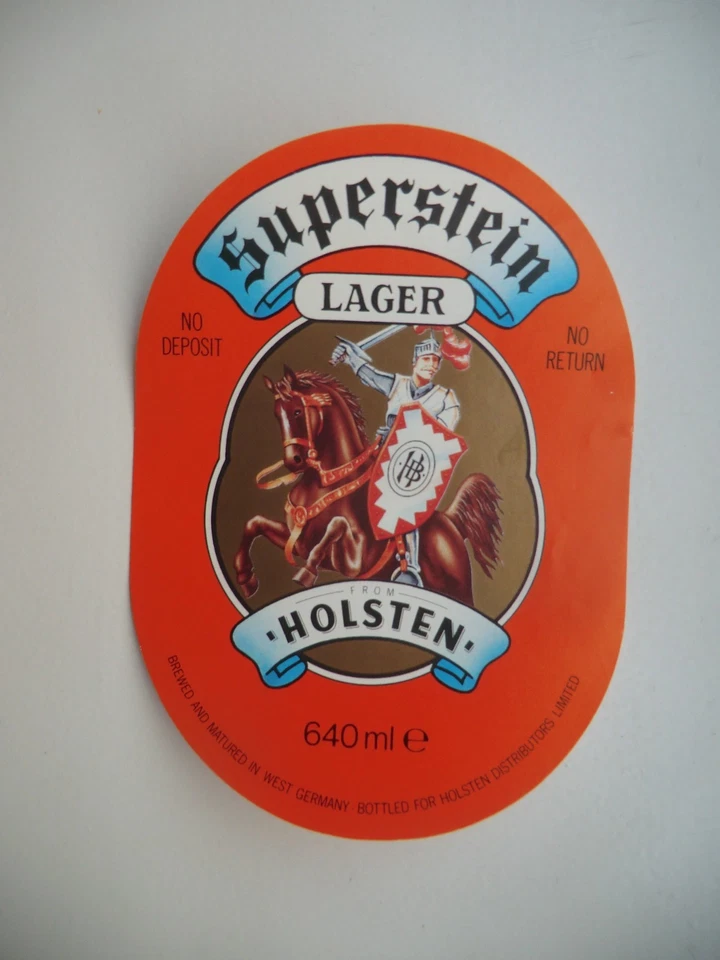 MINT HOLSTEN SUPERSTEIN LAGER GERMANY 640ml BREWERY BEER BOTTLE LABEL - Image 1 of 1