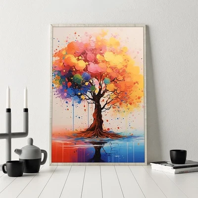 Abstract Colorful Tree Canvas Poster Wall Art Canvas Painting Canvas Print Mural - Image 1 of 4
