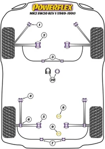 Powerflex Front Bush Kit for Toyota MR2 SW20 REV1 (1989 > 91) - Picture 1 of 4