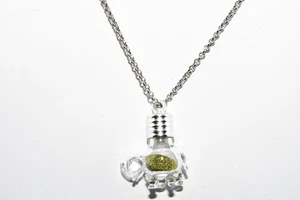 $1,200 925 Sterling Silver 2.50CT Yellow Diamond Powder "Elephant" Drop Necklace - Picture 1 of 7