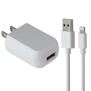 Générique (5V/1A) Simple USB Adaptateur Mural + 3.3-Foot 8-Pin Câble - Blanc - Photo 1 sur 4