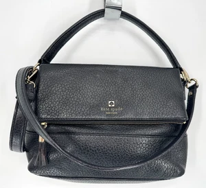 $255 Kate Spade Southport Avenue Black Leather Mini Maria Tote Bag 2 Way Purse - Picture 1 of 20