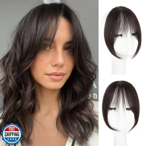 Clip de pelo EINAEY Bangs - Clip marrón negro en flequillo cabello humano real, flequillo falso - Imagen 1 de 5