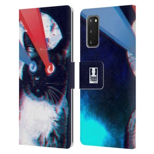 HEAD CASE DESIGNS STRANGE CATS LEATHER BOOK WALLET CASE FOR SAMSUNG PHONES 1 - Picture 1 of 11