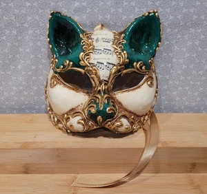 Venice Italy Sole Luna Handmade Cat Paper Mache Italian Masquerade Mask - Picture 1 of 7