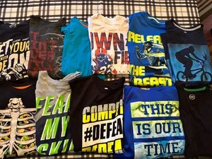 Lot Of 11 Items Of Youth Boys L 10/12 Sports & slogan Shirts Size 12/14 - Picture 1 of 9