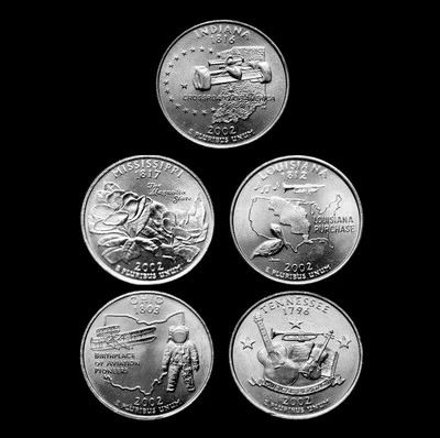 2002 D Statehood Lot ~ Set of Five US Mint Coins ~ Business Strikes from Rolls - Image 1 of 2