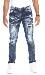 2001 IND 2 Z/Z Mens Premium Stretch Denim Ripped Skinny Slim Fit Jeans | STYLO - Picture 1 of 5