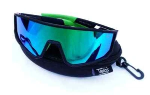 Velos™ Sports Sunglasses Baseball Cycling Polarized Mirror Lenses Blk/Green - Picture 1 of 12