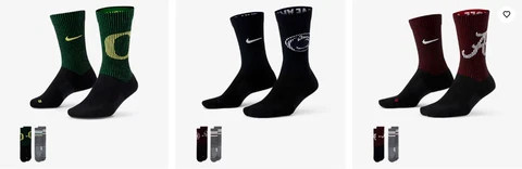Nike Multiplier 2-pair Socks NCAA College Teams Men's/Women's Sizes New w/Tags Cover