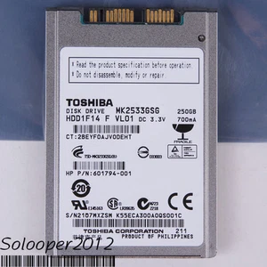 "Unidad de disco duro micro-SATA TOSHIBA 250 GB HDD 1,8" 5400 RPM MK2533GSG" envío gratuito - Imagen 1 de 2