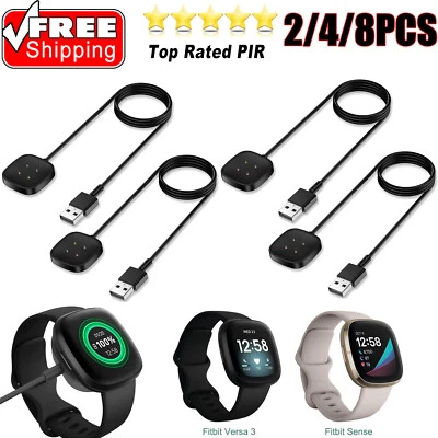 8 X Wireless Charger For Fitbit Versa 4 Sense2/ 3/Sense USB Fast Charging Cable