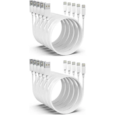 10 Pack 2m Long Data Sync Charger USB Cable Cord for Apple iPhone iPad iPod Bulk - Image 1 of 3