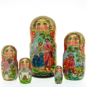 5 H18 Hand Painted Russian Dolls Signed Matriochka Gigognes Nested Doll Matrioshka - Picture 1 of 5