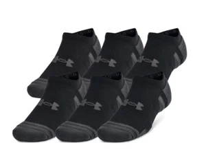 Under Armour 1386243 UA Men's Performance Tech No Show 6-Pack Black Socks NEW - Picture 1 of 3