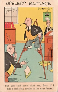 Humor Postcard Useless Eustace Walking on Stilts at Work Comic Art Jack Greenall - Picture 1 of 7