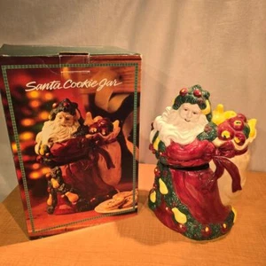 Santa Ceramic Cookie Jar Gift Bag over Shoulder - Unused in Original Box - Picture 1 of 7