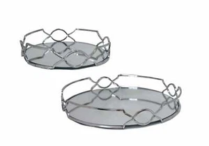 Silver Mirror Round Tray - Set of 2 - Picture 1 of 1
