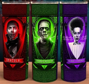 Universal Monsters Dracula - Frankenstein - The Bride Cup Mug Tumbler 20oz - Picture 1 of 3