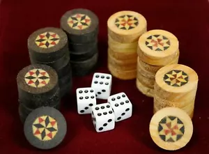 Handgefertigte Holz Backgammon Mosaik Steine 20 mm - Picture 1 of 2
