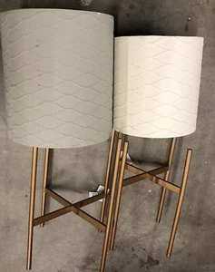 Aspire 8163 Chloe Modern Planters - Gray - White & Gold - Set of 2 - Picture 1 of 3