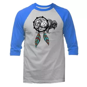 Weißer Büffel Traumfänger Indianer Indianer Legenden 3/4 Arm Raglan - Bild 1 von 10