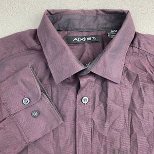 Axist Button Up Shirt Mens Medium Purple Long Sleeve Cotton Blend Point Collar - Picture 1 of 9