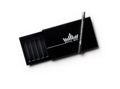 Royal Box Schwarz Schnupftabak Dosierer Snuff Box mit Röhrchen Original