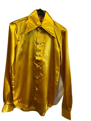 "Camisa satinada años 70, dorada XXS 34/36""  Foto 1 de 2