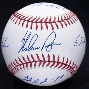 Nolan Ryan 4X STAT Signed Official Major League Baseball Clean! JSA COA #CB09130 - Picture 1 of 8