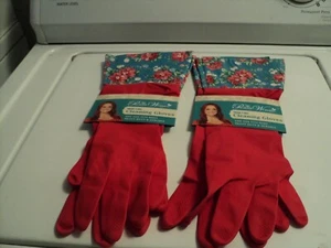 Pioneer Woman Vintage rote Blumen Reinigungshandschuhe strapazierfähig Set 2 Paar neu - Bild 1 von 2