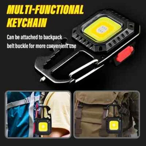 (2) 800 Lumen schwarze Mini LED COB superhelle wiederaufladbare Schlüsselanhänger Taschenlampe - Bild 1 von 6