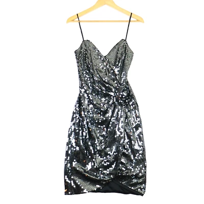 Tadashi Women's Dress Size 10 Silver Sequin Coctail Party Vintage USA Made - Image 1 of 4