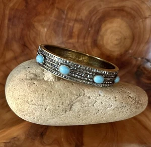 Heidi Daus Designer Bangle Bracelet Swarovski Crystals With Faux Turquoise - Picture 1 of 9