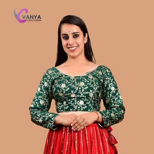 Blusa Banarasi Brocado Mangas Largas | Disponible en Varios Colores Talla - Imagen 1 de 7