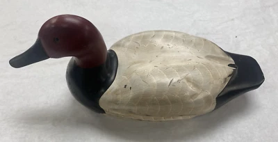 Señuelo de pato Drake trasero de lienzo firmado G Lowenthal tallado a mano, pintado y ojo de vidrio Foto 1 de 4