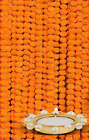Marigold Flower Hanging Marigold Mala Garlands With Diya For Decoration Orange