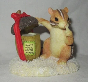 Charming Tails by Dean Griff PEEKING AT PRESENTS Chipmunk opening an acorn Xmas - Picture 1 of 6