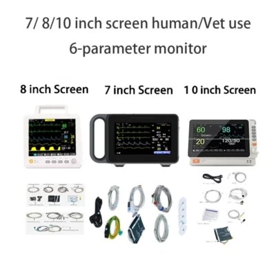Pantalla 7/8/10 pulgadas uso humano/veterinario monitor portátil 6 parámetros Foto 1 de 4
