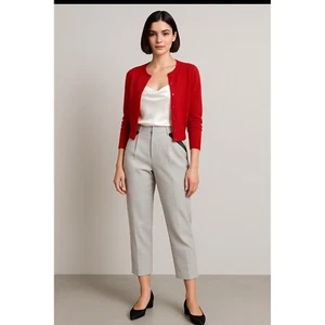 Pantalone donna Cahiers Made in Korea, grigio chiaro, ritagliato, bordo grigio scuro, taglia M - Foto 1 di 23