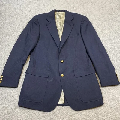 Chaps Ralph Lauren Blazer Mens 40 Sport Coat Jacket Gold Buttons Wool Made USA - Image 1 of 4