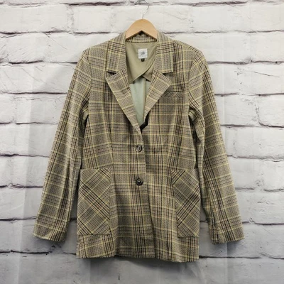 Blazer Cabi Mujer 8 Marrón Amarillo Cuadros Botón Frontal Bolsillos Estilo 3564 Foto 1 de 4