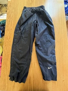 Vintage Nike Windbreaker Pants Black w/ Swoosh Baggy Y2K Youth XL 18-20 - Picture 1 of 9
