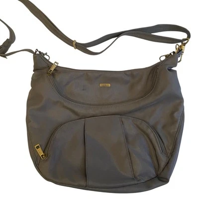 Bolso Bandolera Travelon Antirrobo Gris Hobo Bloqueo RFID 14x11 Foto 1 de 4