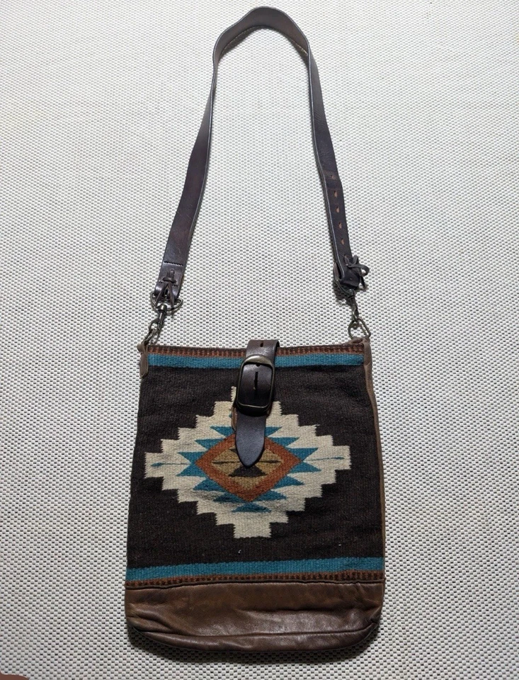 McFadin Diseñador Nativo Azteca Caballo Manta Cuero Hombro Bandolera Bolso Cartera  Foto 1 de 4